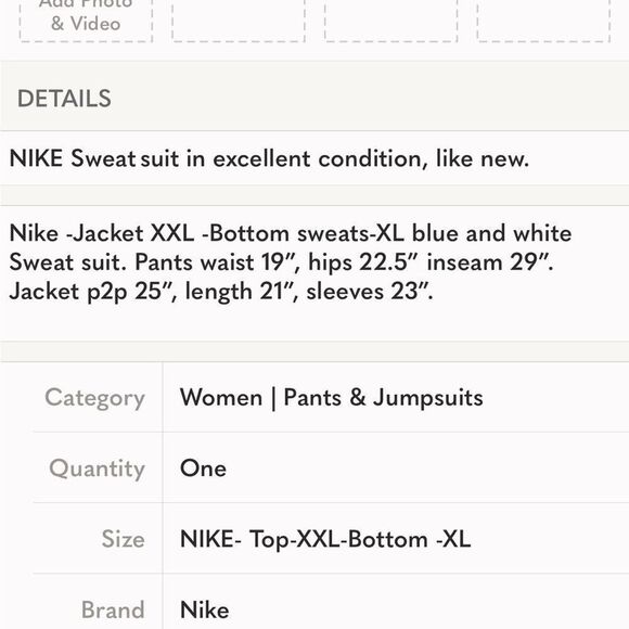 Nike-Sweat suit in excellent condition, like new. - Picture 5 of 12
